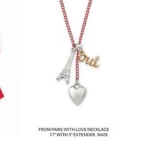 NEW Stella & Dot From Paris With Love 3 Charm Necklace Heart Box